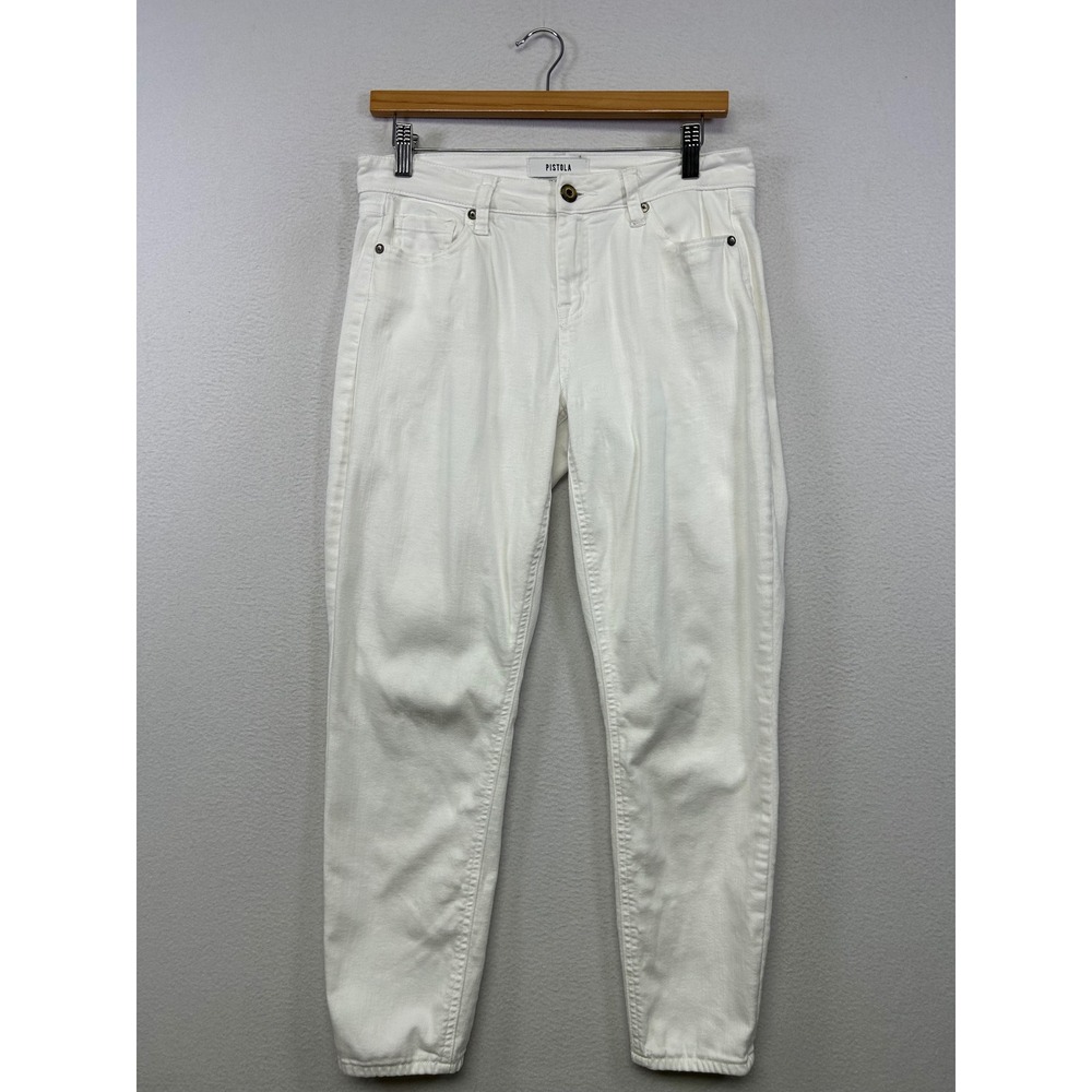 Coastal Minimalist Pistola Womens 28 White Tapered Leg Stretch Denim Jeans